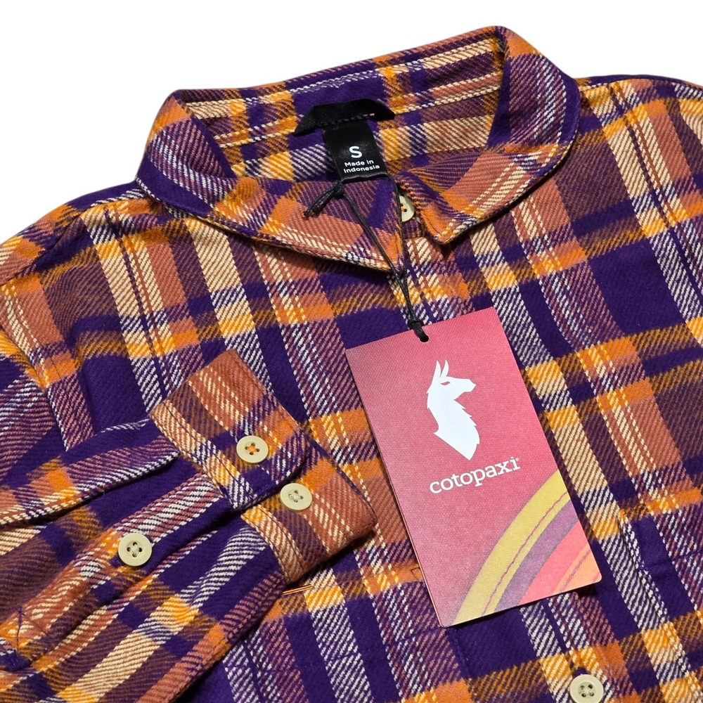 NEW Cotopaxi Mero Organic Flannel Shirt Women's Small Black‎ Violet Plaid NWT